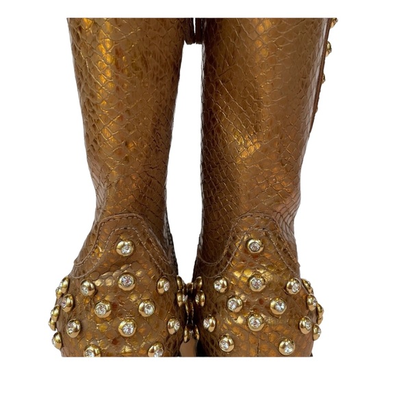 BALDAN embellished gold boots, 38, never worn - Picture 6 of 12